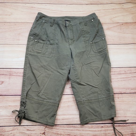 Venezia Pants - VeneziaPants Womens 14 Green Capri Casual‎ Mid Cropped Ladies Y2K 00s 33x16